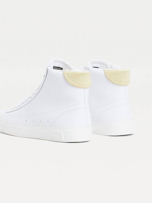 Trampki Tommy Hilfiger Skórzane High-Top Damskie Żółte | TH456JPX