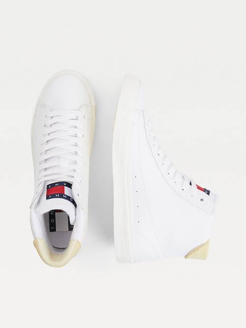 Trampki Tommy Hilfiger Skórzane High-Top Damskie Żółte | TH456JPX