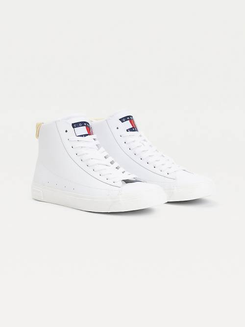 Trampki Tommy Hilfiger Skórzane High-Top Damskie Żółte | TH456JPX