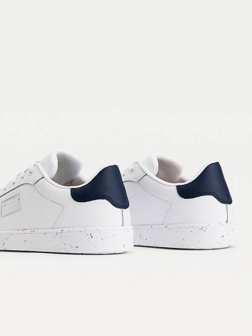 Trampki Tommy Hilfiger Skórzane Speckled Cupsole Męskie Białe | TH387KZQ