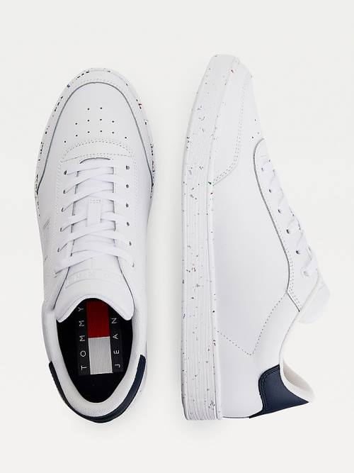 Trampki Tommy Hilfiger Skórzane Speckled Cupsole Męskie Białe | TH387KZQ