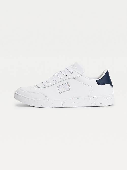 Trampki Tommy Hilfiger Skórzane Speckled Cupsole Męskie Białe | TH387KZQ