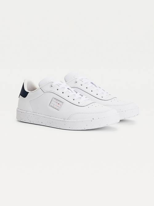 Trampki Tommy Hilfiger Skórzane Speckled Cupsole Męskie Białe | TH387KZQ