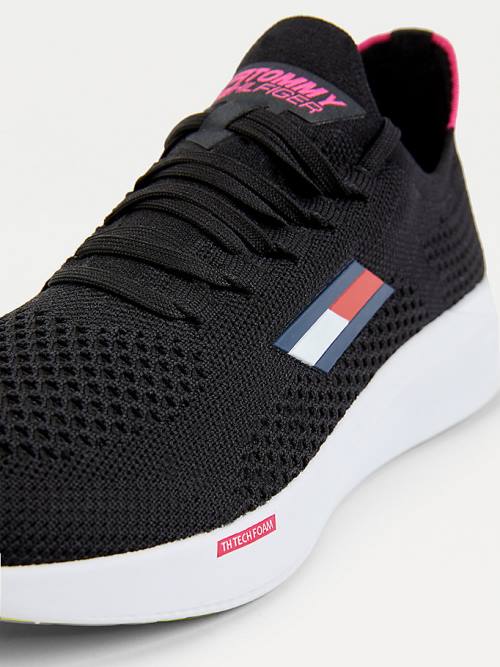 Trampki Tommy Hilfiger Sportowe Performance Knitted Elite Damskie Czarne | TH381TLB