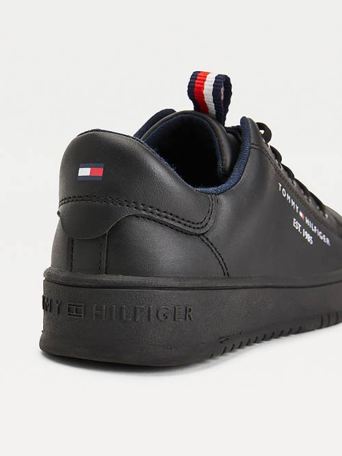 Trampki Tommy Hilfiger Stripe Webbing Low-Top Chłopięce Czarne | TH175FJV