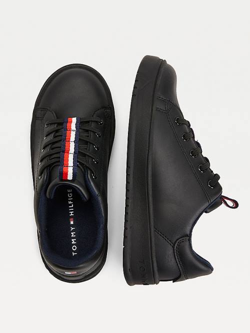 Trampki Tommy Hilfiger Stripe Webbing Low-Top Chłopięce Czarne | TH175FJV