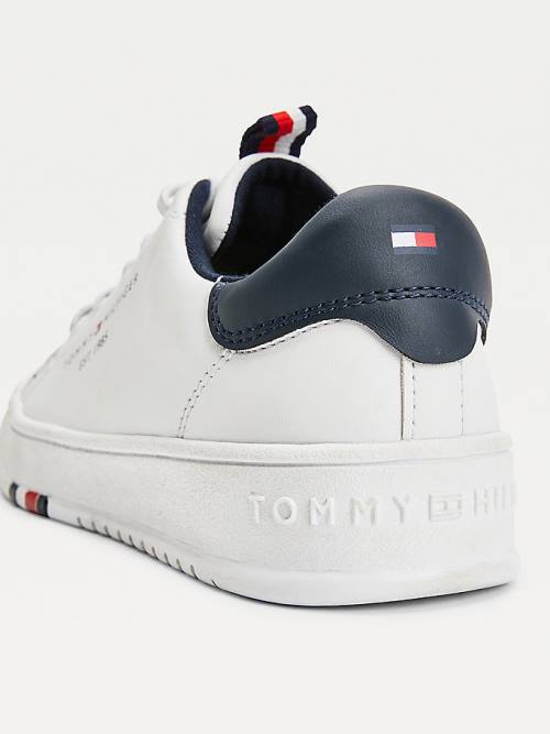 Trampki Tommy Hilfiger Stripe Webbing Low-Top Chłopięce Białe | TH418EUP