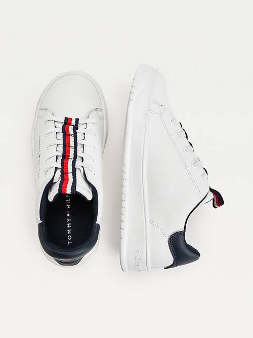 Trampki Tommy Hilfiger Stripe Webbing Low-Top Chłopięce Białe | TH418EUP