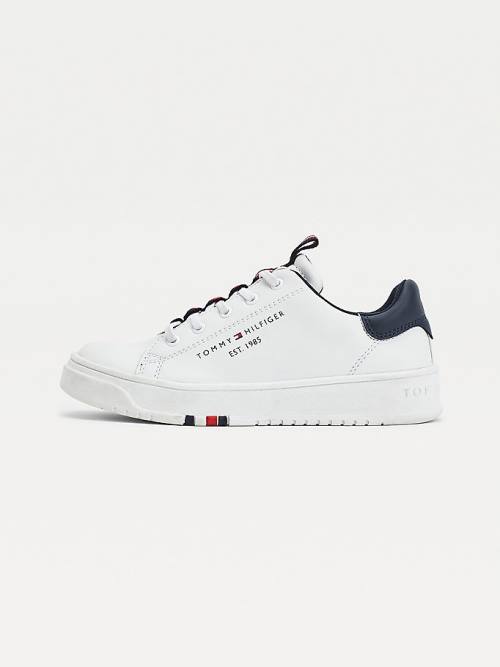 Trampki Tommy Hilfiger Stripe Webbing Low-Top Chłopięce Białe | TH418EUP