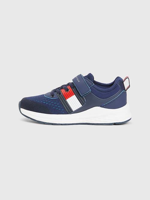 Trampki Tommy Hilfiger Textured Flag Mesh Panel Chłopięce Niebieskie | TH234FSN