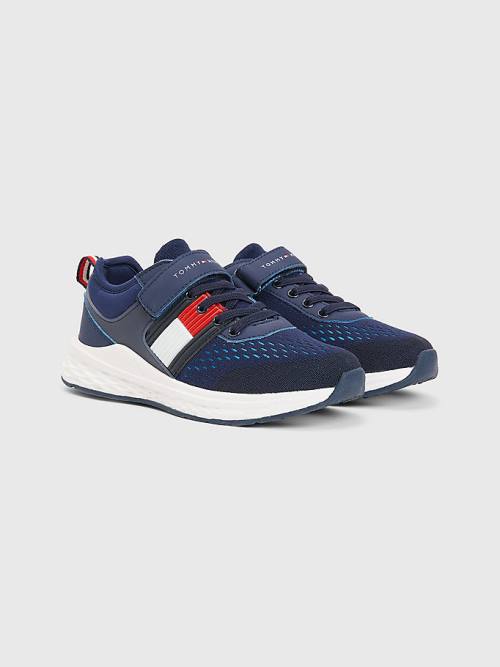 Trampki Tommy Hilfiger Textured Flag Mesh Panel Chłopięce Niebieskie | TH234FSN